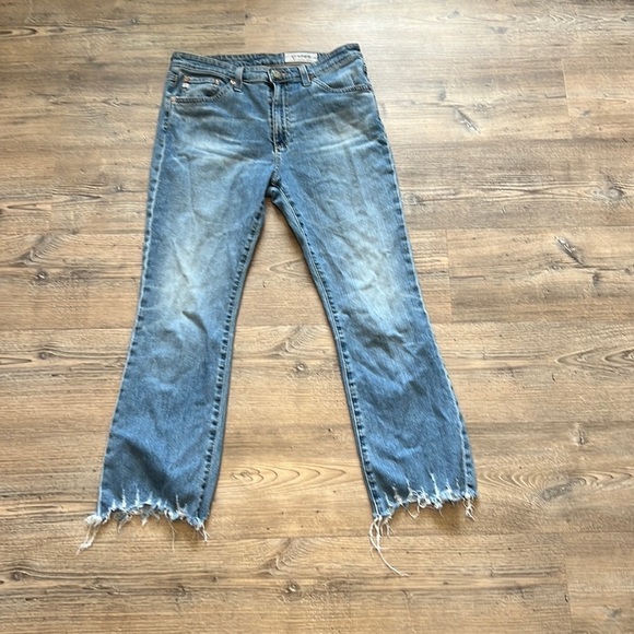 AG-ED DENIM Denim - Adriano Goldschmied AG Boyfriend High Rise High Waist Raw Hem Size 29R Distress